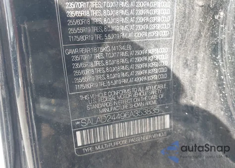 2006 Land Rover Lr3 V6 z USA, uszkodzony, nr VIN SALAD24496A353835